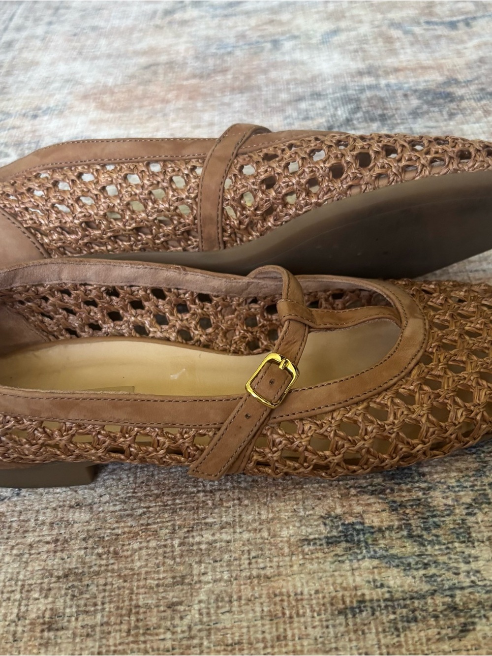Paul Green Woven T-Strap Flats in Tan - Picture 13 of 16